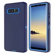For Samsung Galaxy Note 8 Case Drop Resistant Defender Tradies Heavy Duty Rugged Shockproof Tough Cover (Navy Blue/Blue)