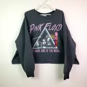 Grayson Threads Pink Floyd Womens XL Gray Graphic Crew Neck Cropped Sweatshirt