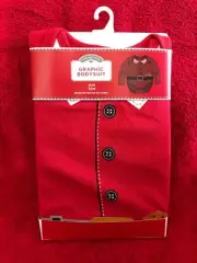 Unisex Baby Long Sleeve Santa w/ Cookies Red Suit Graphic Bodysuit 12M Holiday