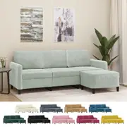 3-Seater Sofa Lounge Couch with Footstool Sofa Chair Settee Velvet vidaXL