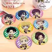 Attack on Titan Chibi Plastic Button Pins Set (8 pcs a set)