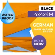 WATERPROOF SHADE SAIL TRIANGLE BLACK 4x4x4m SUN 4x4x4 4 x 4 x 4m