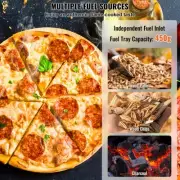 Portable Wood Fired Pizza Oven 12 Inch with Built-in Thermometer Rotating Stone