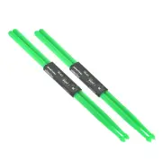 2 Pairs Nylon Drumstick 7A Plastic Anti Slip Handle Drum Stick Green, 16"