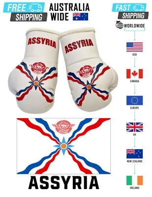 ASSYRIAN FLAG / ASSYRIA Mini Boxing Gloves, SOUVENIR / ORNAMENT