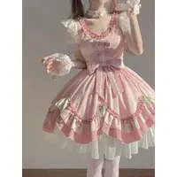 在飛比找蝦皮購物優惠-粉色少女可愛lolita洋裝溫柔洋裝蘿莉塔軟妹大小姐公主洋裝