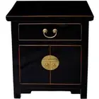 Solid Elm Black Lacquered Tapered Bedside Table/Night Stand(42-048)
