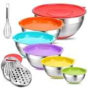 Eallpha Mixing Bowls with Lids Set Airtight, 6 Piece Stainless Steel Nesting ...