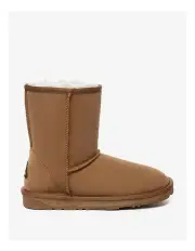 [EVERAU] Short Classic Suede Mid-Calf Boots in Brown