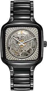 [Rado] New True Square-Unisex-Swiss Automatic Watch-High-Tech Ceramic-Sapphire Crystal -38mm, Black, Bracelet Type