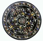 42" Black Marble Table Top coffee dining Inlay decor home round bird table