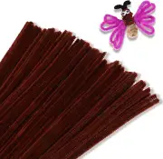100 Pieces Pipe Cleaners Chenille Stem, Brown Pipe Cleaners Craft, Fuzzy Sticks