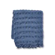 Blake Waffle Washed Blue Throw
