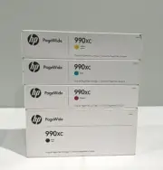 HP 990XC Page Wide CYMK Ink Cartridges Set For P75050 P77750 OEM Sealed NEW