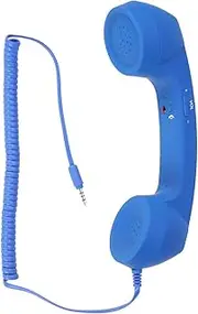 Cell Phone Handset, Retro Telephone Handset 3.5mm Adjustable Cell Phone Receiver Headphone Receiver for Cellphone Old School Phone (Blue)