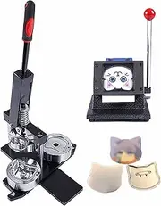 Badge Maker Machine，Metal Badge Press Kit with Paper Cutter and 100pcs Components，Used for DIY Making of Cat Shape and Pins，Picture Badge Buttons, Gift Buttons, Team Badges