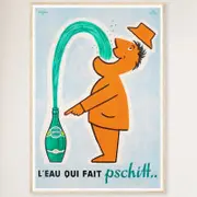 Galrie Perrier Pschitt Vintage French Advertising Poster-Classic Mineral Water Art Print, Wood Frame, A3 30 x 42cm (12 x 16inch)