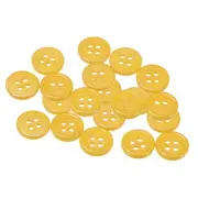 20pcs Sewing Buttons 15/32" Resin Round Flat 4-Hole Craft Buttons, Yellow