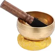 Kisangel 1set Exquisite Meditation Bowl Sound Bowl for Deep Relaxation for Buddhism Home Decor Lightweight Portable Includes Cushion Mallet Random Color