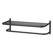 Maine & Crawford 62cm Wall Mounted Towel Holder Storage Bath Rack Matte Black