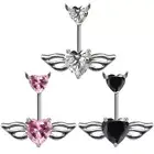 Fashion Piercing Crystal Heart Wing Belly Navel Ring Dangle Jewelry Accessor-lu