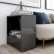 Side Table High Gloss Grey 50x26x50 cm Engineered Wood Home Accent