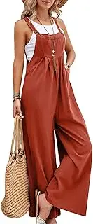 [Flygo] Women's Casual Linen Cotton Adjustable Strap Overalls Jumpsuits Drawstring Pants