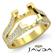 Pave Setting Diamond Princess Semi Mount Anniversary Ring 14k Yellow Gold 1Ctw