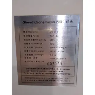 --免運費-- 二手 Gioyell GW-250 活氧生成機 (O3蔬果清淨機)