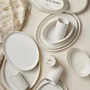 [STONE BY MERCER PROJECT] KATACHI Stoneware 16-Piece Dinnerware Set, Ivory