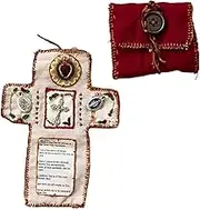 Pocket Shrine with Silver Cross Included Inside, Handmade Pocket Shrine Prayer Quilt with Cross Inside, Mini Scripture Quilts Virgin Mary Slow Stitched, Mini Pocket Cross Shrines