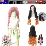Anime Demon Slayer Kimetsu no Yaiba Kamado Nezuko Cosplay Wig Long Curly Hair