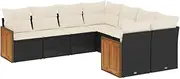 vidaXL Modular Garden Sofa Set - Black Poly Rattan Outdoor Patio Furniture with Cushions, Storage, and Weather-Resistant Design
