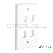 Keystone Jack Wall Plate 4 Hole Port Faceplate Network CAT5e CAT6 White 20 Pack