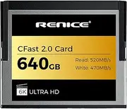 Renice 640GB CFast 2.0 Card,Read 520MB/s - Write 470 MB/s Speed,for 6K RAW-Photo and Video