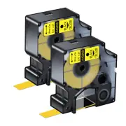 2PK Black on Yellow 45808 Tape Label Compatible for DYMO D1 LabelManager 300 350