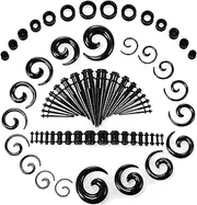 [BDSHUNBF] Ear Stretching Kit, 14G-00G Gauges Expander Kit, Piercing Jewellery, Silicone Tunnel, Taper Stretching Set, Spiral Cone Expander for Ears, Pack of 68, 1