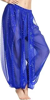 [DRHOM] Women Girls Sequins Belly Dance Costume India Arabian Stage Performance Coins Harem Pants Trousers