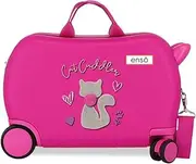 [Enso] Cat Cuddler Children's Suitcase Pink 45x31x20cm Hard ABS 24.6L 1.8kg 4 Wheels Hand Luggage, Pink, Children's Suitcase, Pink, Children's Suitcase