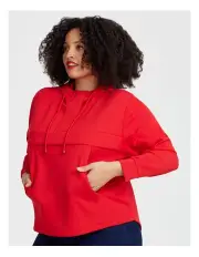 [Taking Shape] Modal Half Zip Hoodie in Lipstick Red