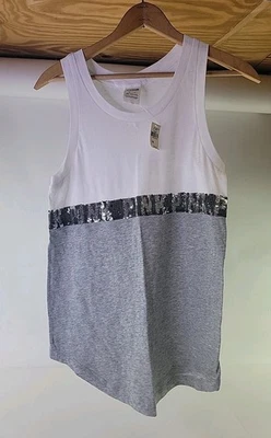 Victoria's Secret Shirt Womens Tank Top White Stretch Glitter Size XS.