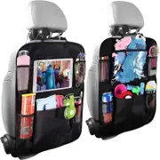 Car Back Seat Organiser Kids Tablet Holder Kick Mats Cover Storage Pockets