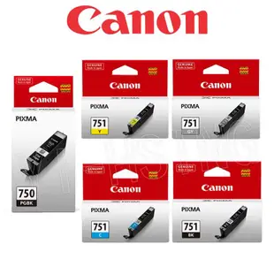 Canon PGI-750PGBK CLI-751原廠標準墨水匣組合 (2黑3彩) 適用 IP7270/iX6770