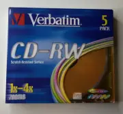 Verbatim 5 PackCD-RW 700MB 1x-4x Speed Rewritable Blank Disc Colour Slim Case