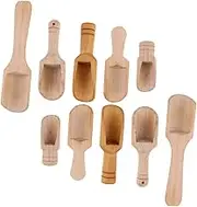 BIUDECO 10Pcs Wooden Salt Spoon Unique Styles for Kitchen Condiments Non Slip and Comfortable Wooden Material Smooth Surface for Cooking and Serving