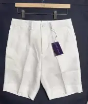 NEW Gregory Hand-Tailored Linen Shorts Purple Label Ralph Lauren (MSRP: $495)