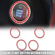 4 Pcs Car Engine Start Stop Decoration Ring Push Start Button Knob Trim Red