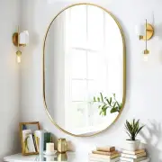 36x24 Mirror Runway Oval Wall Mounted Aluminum Alloy Metal 36"L x 24"W Gold