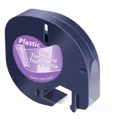 1PK 12mm For DYMO LetraTag 100H 16952 Plastic Label Tape Black on Clear Refills