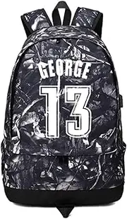 Basketball Player Star George Luminous Ball Storage Backpack Sports Equipment Depositary Multifunctional Student Bookbag for Men Women (Grey Pattern 1)